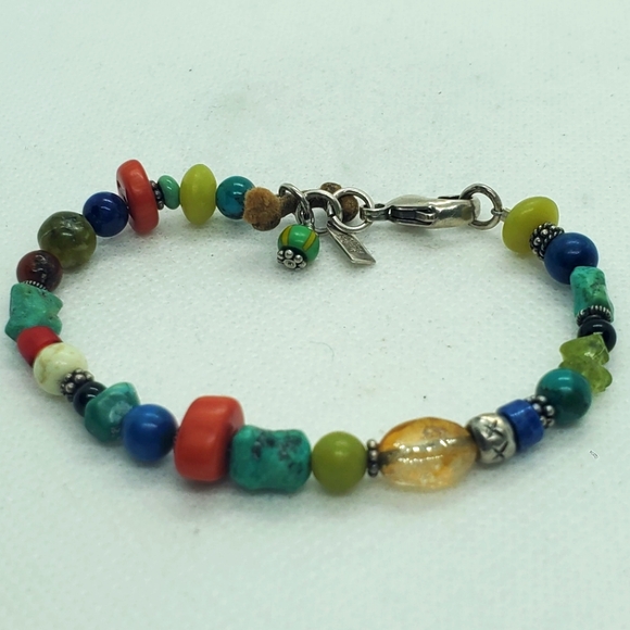 Toluca  Handmade Colorful Semi-precious Mix Beads Bracelet And Sterling Silver . - Picture 3 of 4